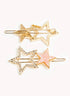 Marbelized Sparkle Star Duo Clip - Colors: Pink Pearlescence & Mother of Pearl White